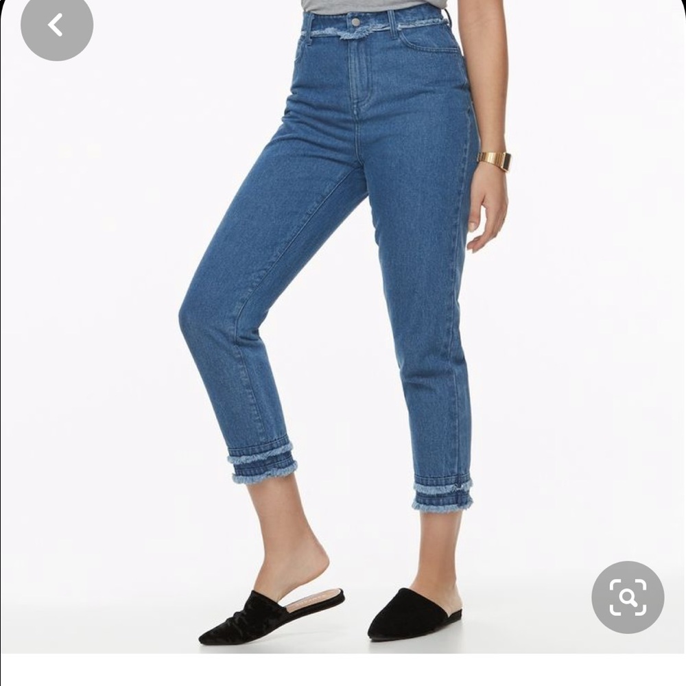 k/lab Frayed Mid-Rise Crop Jeans
